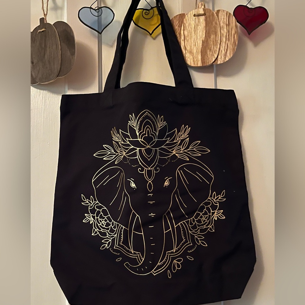 Gold Elephant Mini canvas Tote